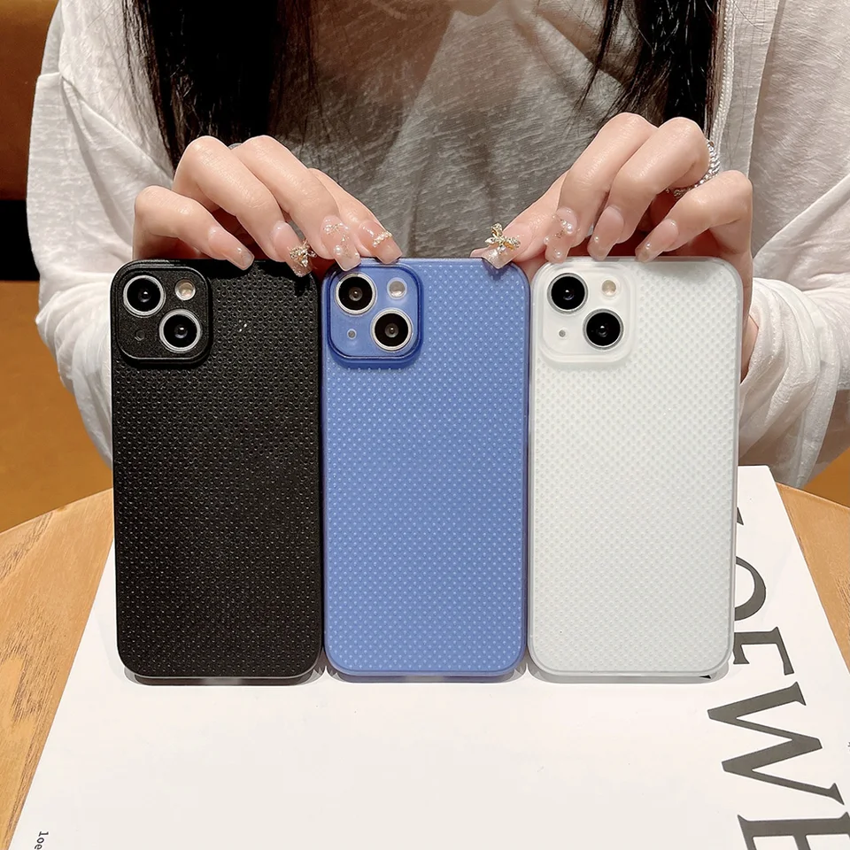 Funda de silicona hueca con disipación de calor y ventilación para iPhone 17 Pro Air 15 14 13 12 Mini 11 16 Pro Max Plus 18 6
