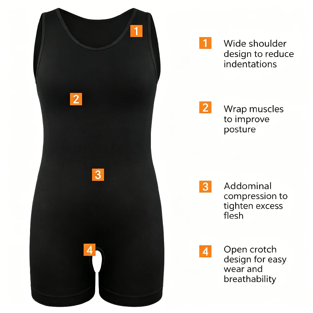 1PC Sleeveless Full Body Shaper for Men,Tummy Control Seamless Fajas Bodysuit,Slimming Compression Underwear for Daily & Fitness