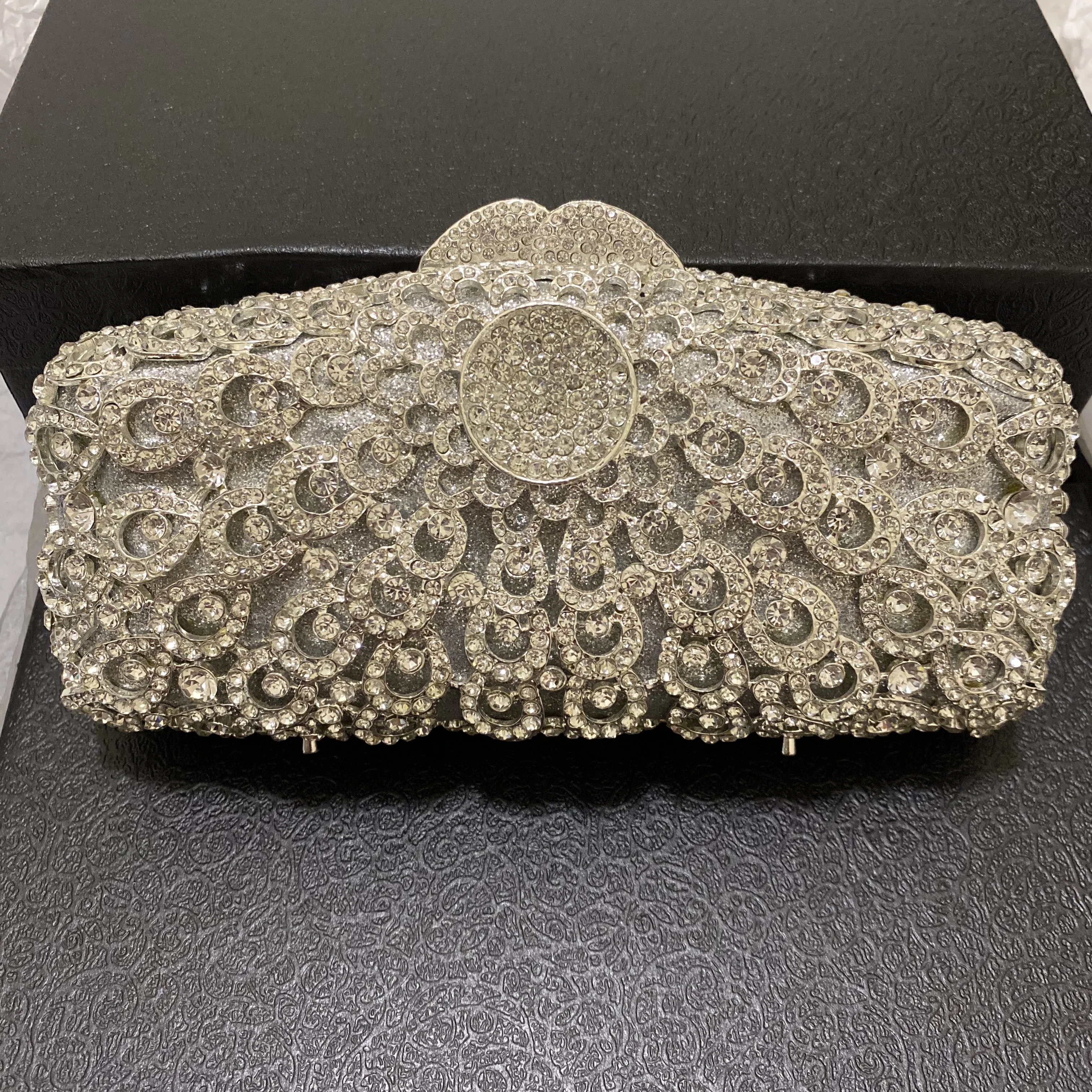 

Silver/Gold Multicolored Diamond Evening Clutches Women Rhinestone Wedding Bridal Wallets Dinner Banquet Crystal Purses Minaudie