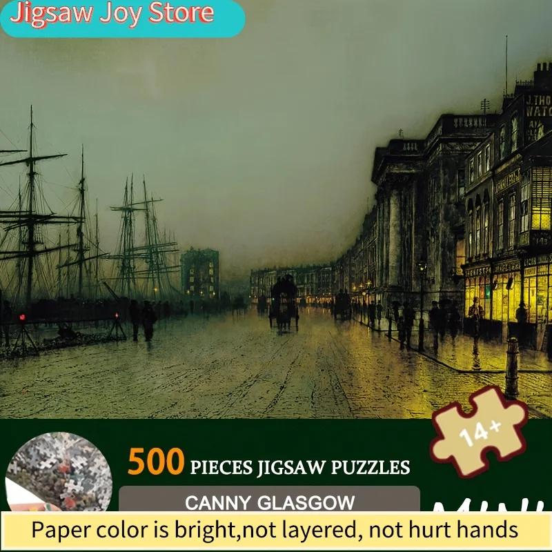 

Atkinson Grimshaw Canny Glasgow Mini Art Puzzle, 15X10 Inch Premium Paper Jigsaw for Adults, a Victorian Christmas Gift for A