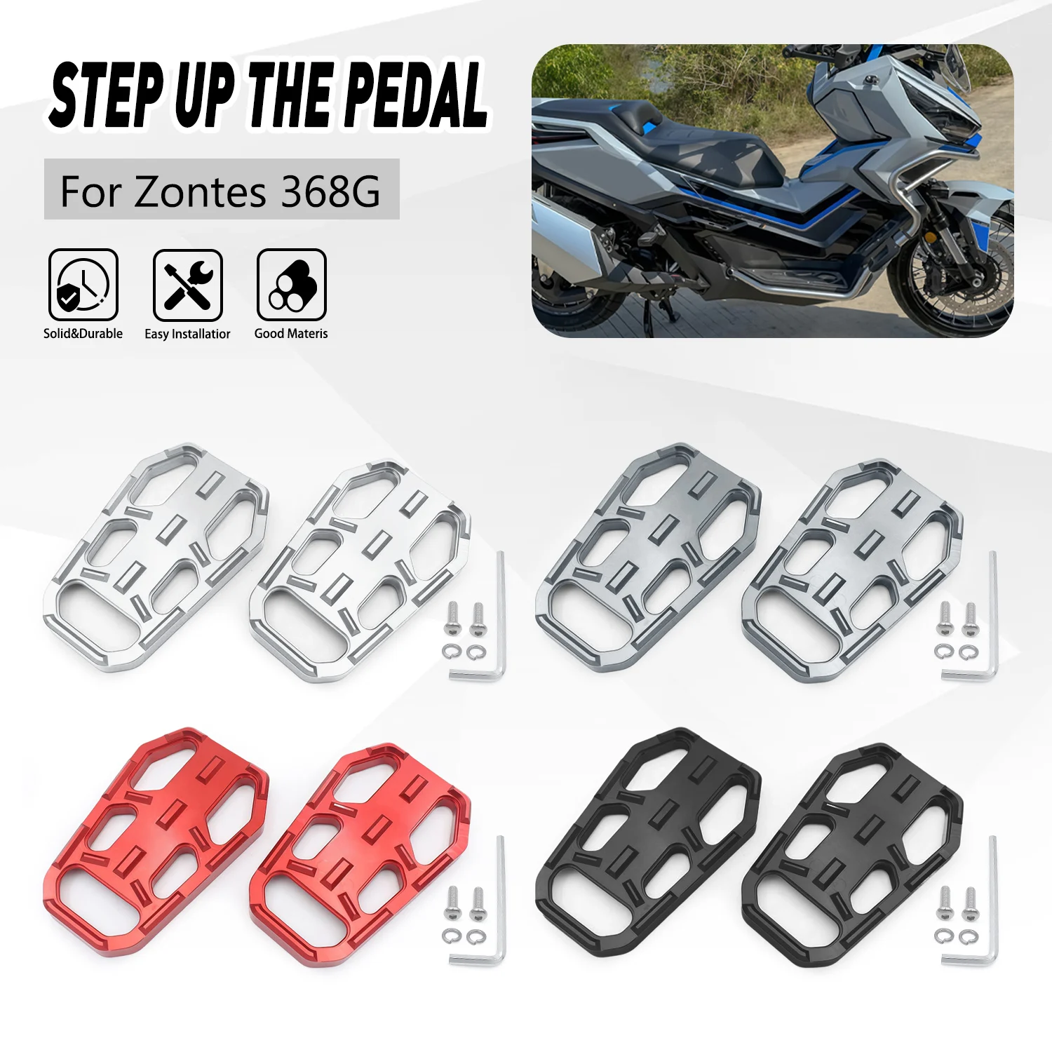 

For ZONTES 368G 368 G 2024 2025 2026 Motorcycle Front Footrest Pedal Anti-Slip Wide Enlarged Foot Pad Footpeg