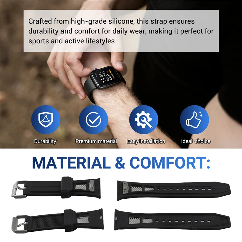 

AU61-Strap For Watch Band 49Mm Rubber Sport Bracelet Wristband Replacement Accessories