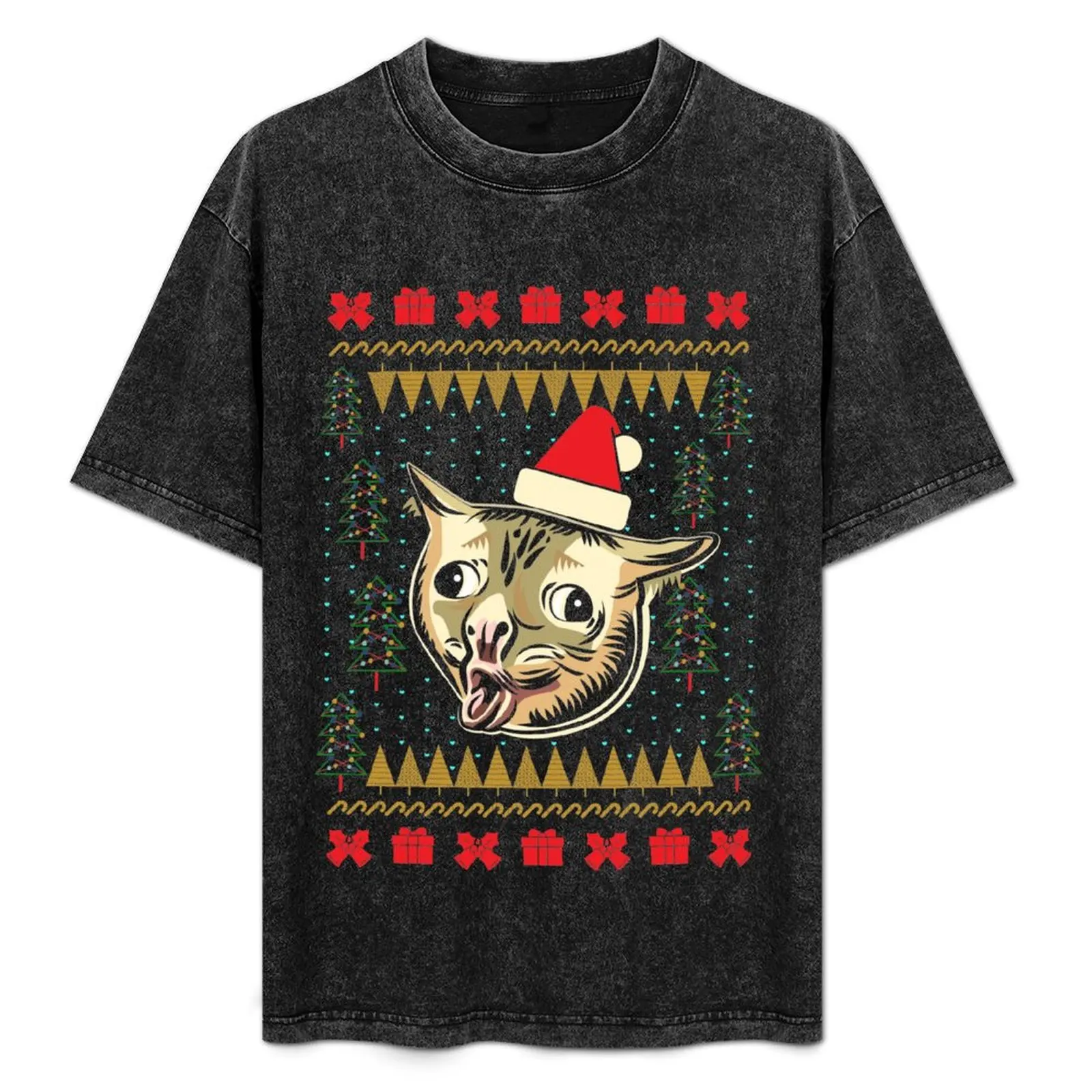 

Coughing Cat Meme Ugly Christmas Sweater T-Shirt Quick Dry Travel T-Shirt