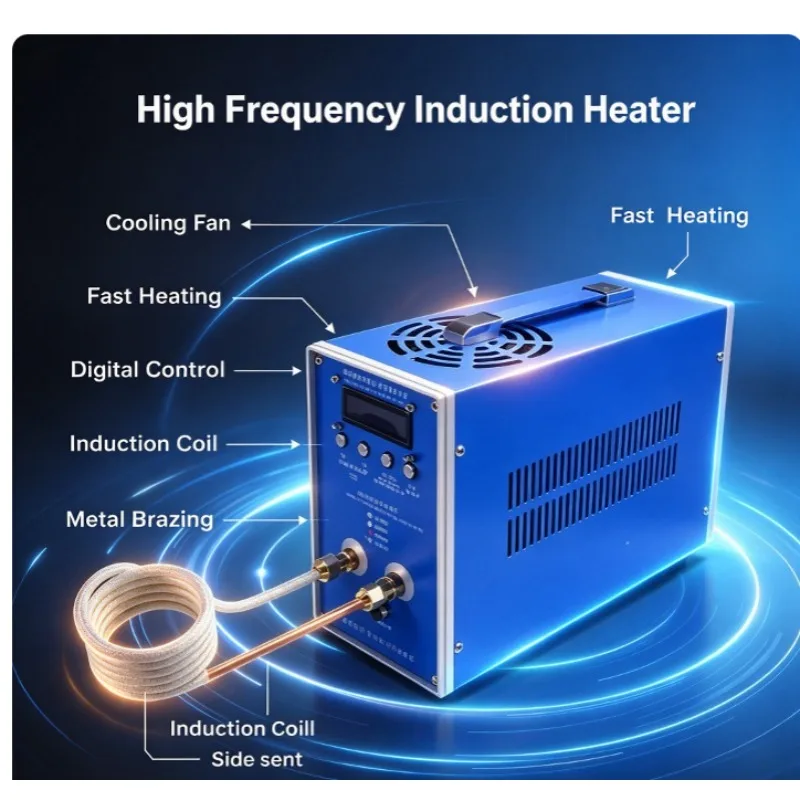 220V Small High Frequency Induction Heater Electromagnetic Metal Heating Machine for Quenching Annealing Casting Melting Metal