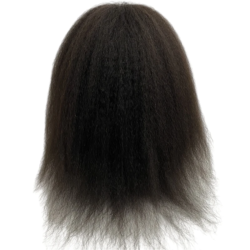 Perruque Indienne Naturelle en Cheveux Humains Vierges Crépus Lisses pour Femme Africaine, 18 Pouces