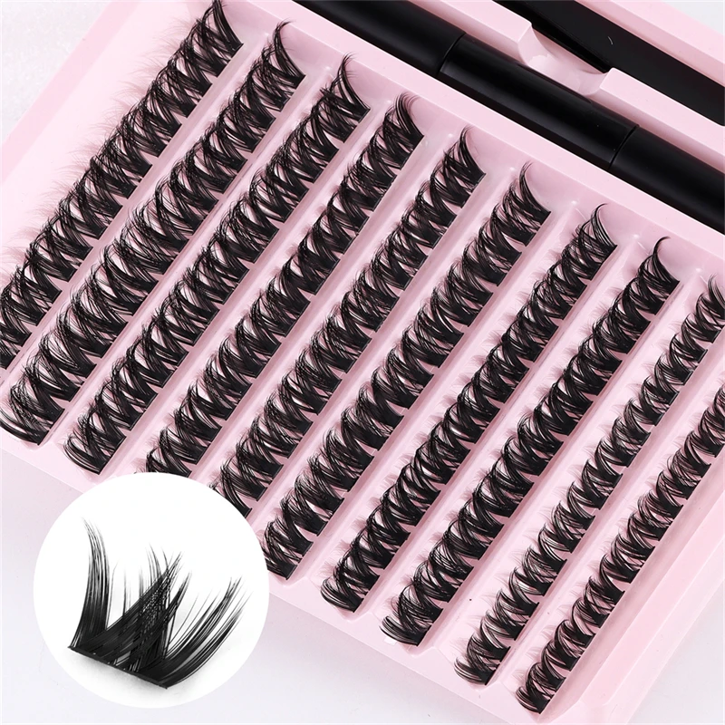 Extensiones de pestañas hechas a mano de 90 grupos, longitudes mixtas, fácil recogida, Material de extensión de pestañas duradero con kit de herramientas