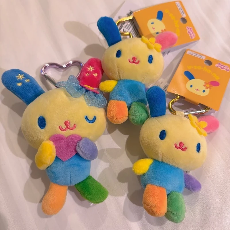 Kawaii Sanrio, милая застежка-сердце usahana Wink, плюшевая кукла, брелки для девочек, ситцевый кролик, пушистая сумка, подвеска, мягкий кролик, плюшевые подарки