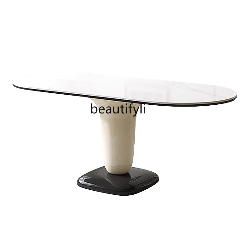 Slate dining table designer high-end paint modern simple oval home dining table