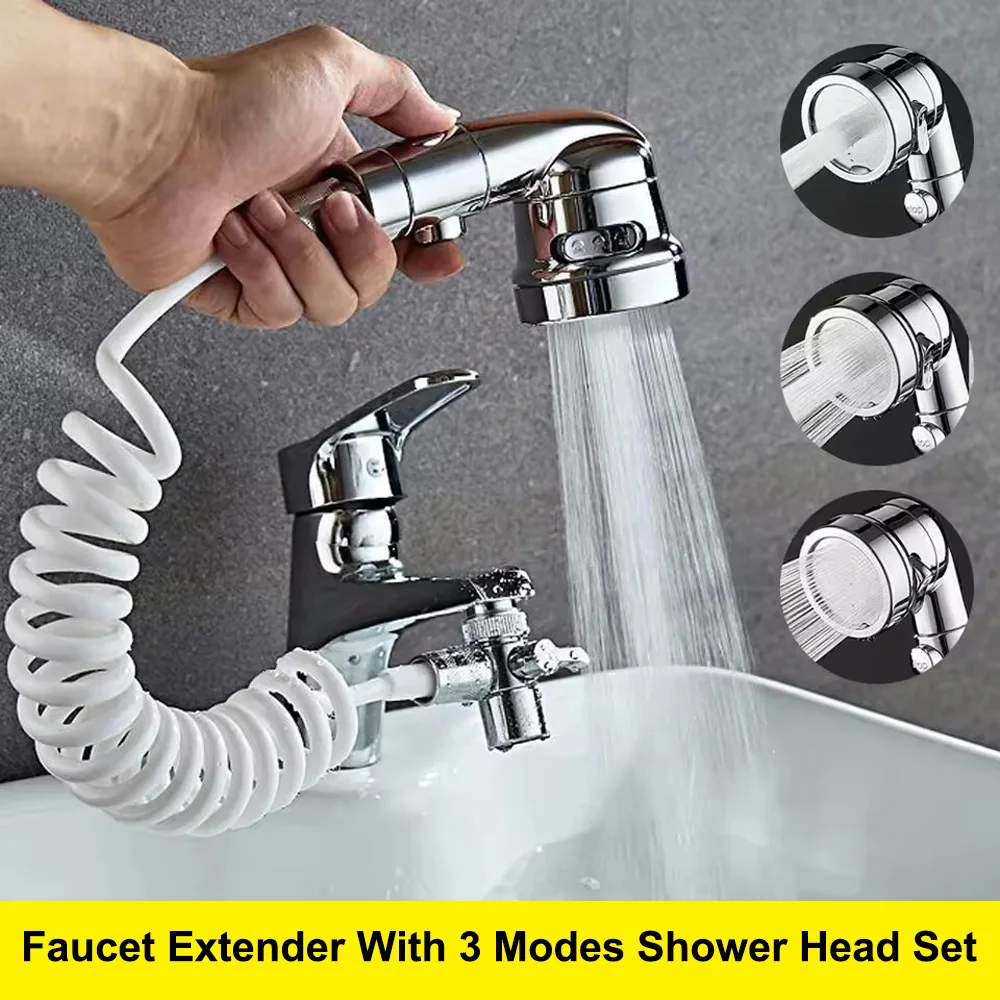 Neue Wasserhahn Extender externe Duschkopf Bad Wasserhahn Adapter Befestigung Waschbecken Wasserhahn externe Duschkopf Set