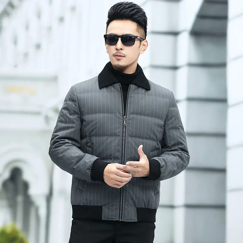 High End Luxury Casual Fashion Designer Striped Fashion Thicken Mens Parka Jacket Windbreaker High Quality Coats Men Clothes C45