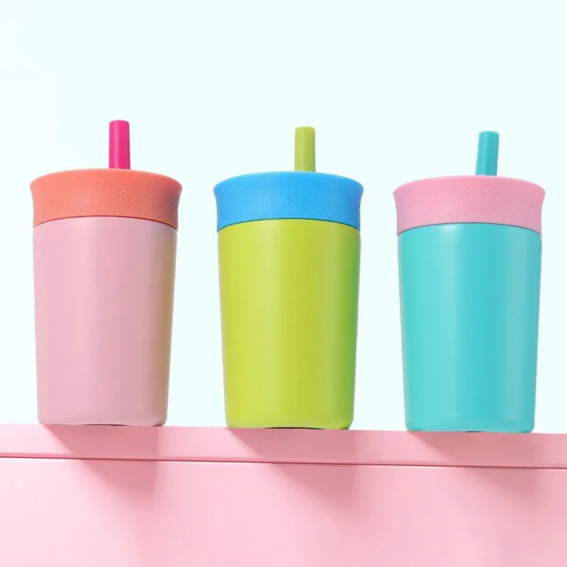 

Изолированная бутылка для воды на 12 унций с соломой, двойная термокружка, двухслойная изолированная чашка из нержавеющей стали для холодных и горячих напитков