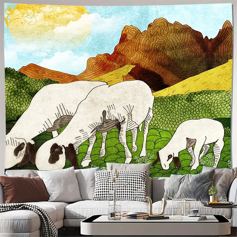 Farmhouse Cow Tapestry Rustic Animal Wall Hanging Western Cowhide Decor Boho Farm Decor Vintage Cow Print Country Home Decor Aes