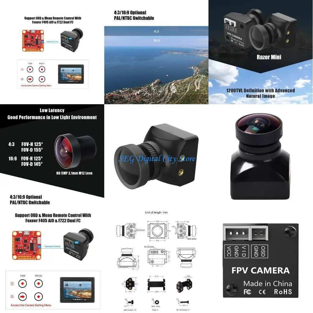 

U75B Versatile Mini 1200TVL Camera 1.8/2.1mm 16:9/4:3 Adjustable Formats Wide Compatibility and Real Time Video Feed