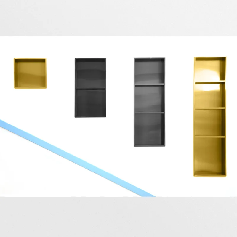 Light luxury stainless steel in-wall niche vacuum plating anti-fingerprint embedded wall cabinet