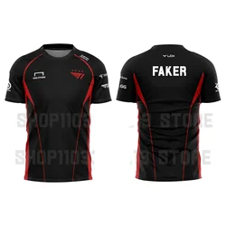 Faker T1 Team 3D koszulka z nadrukiem, LOL sport Champion Uniform dla drużyny, oddychający, 2024