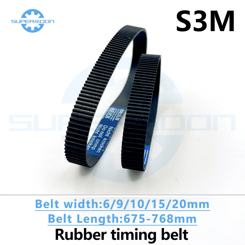 

S3M Timing Belt Length 675 690 693 696 699 705 711 714 720 738 741 750 753 756 759 765 768mm Width 6-20mm Synchronous Drive Part