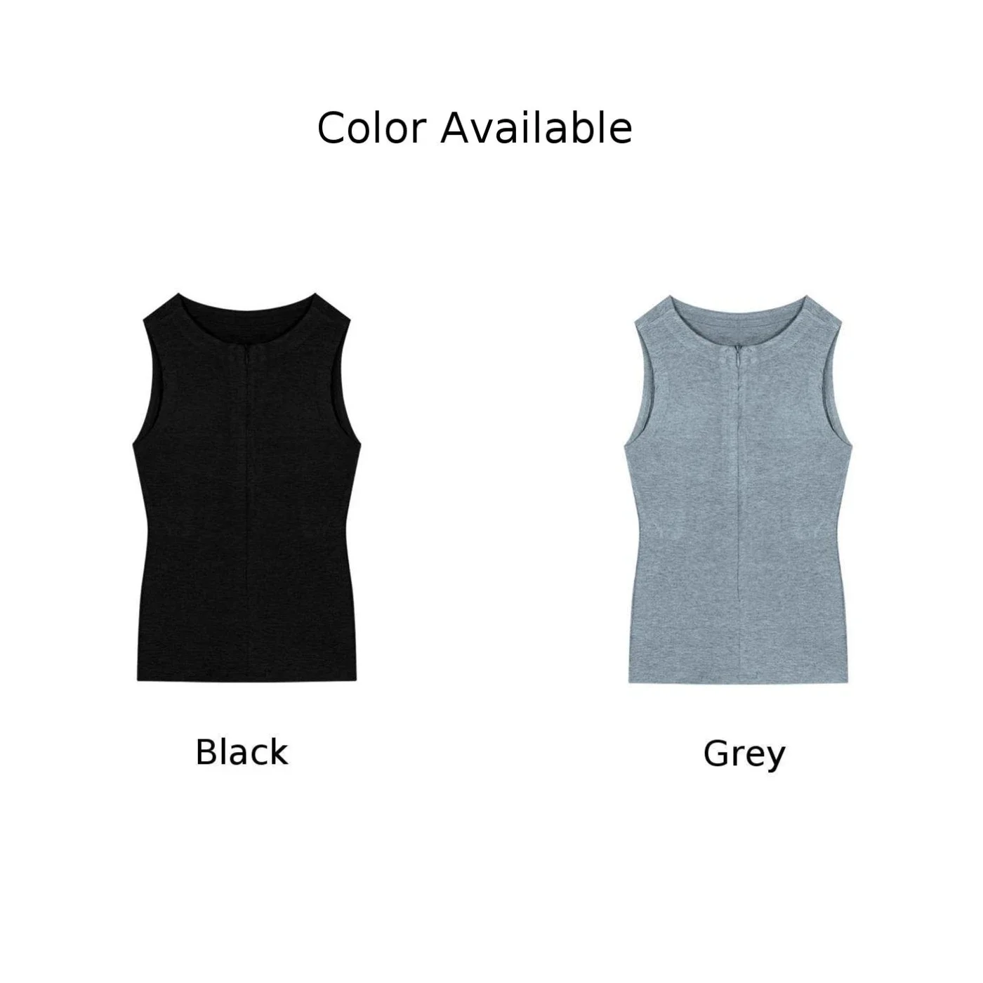 Black Zipper Vest Trendy Summer Vest Top Top Vest Women Clothing For Summer Wear Polyester Material Round Neck