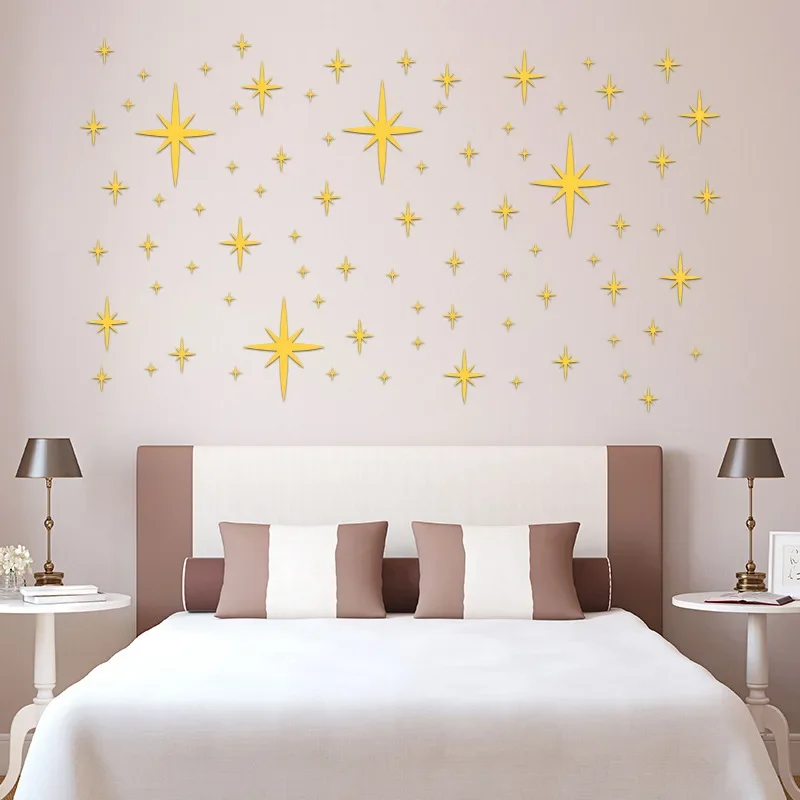 3D star-shaped acrylic mirror decal set for walls waterproof self-adhesive modern home decor multi-size pieces versatile tile fu - view 2
