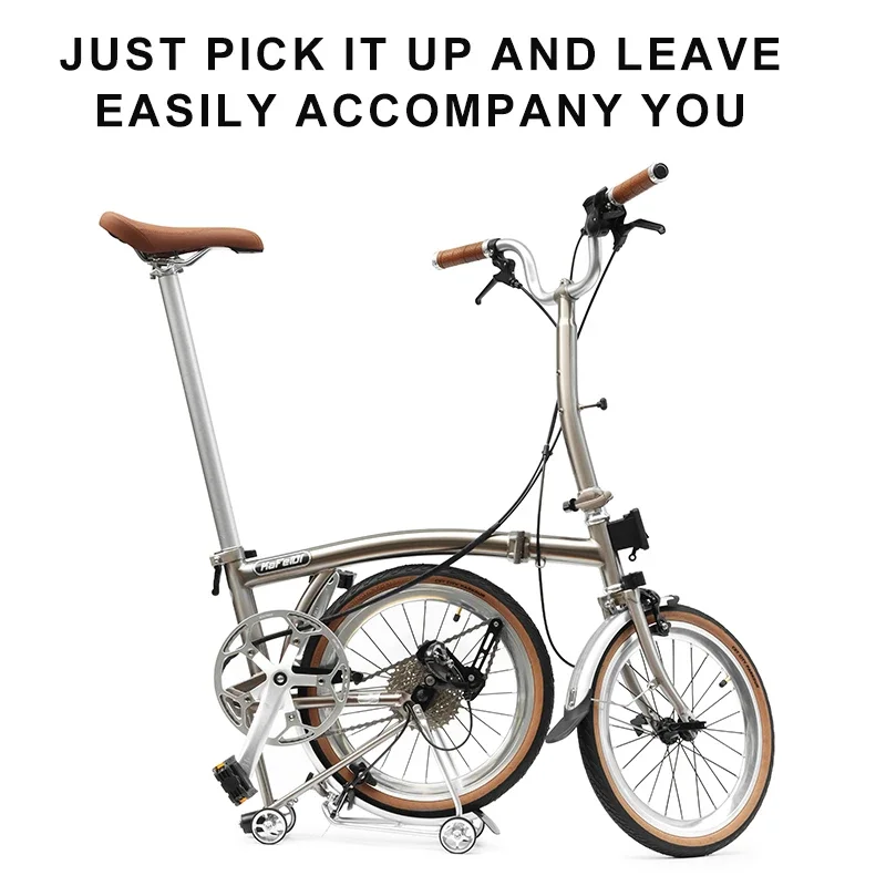 

KAFEIDI NEW 16-Inch 9-Speed Folding Bicycle Chromium-Molybdenum Steel Fold Frame Bike Portable Cycling Adult Woman's Man's Bikes