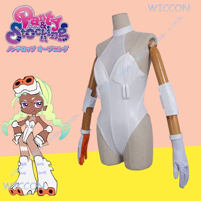 Moe Anime bragas y encuadernación con GARTERBELT Gunsmith Bit ch Cosplay disfraz peluca Sexy Bikini blanco gafas lencería Halloween