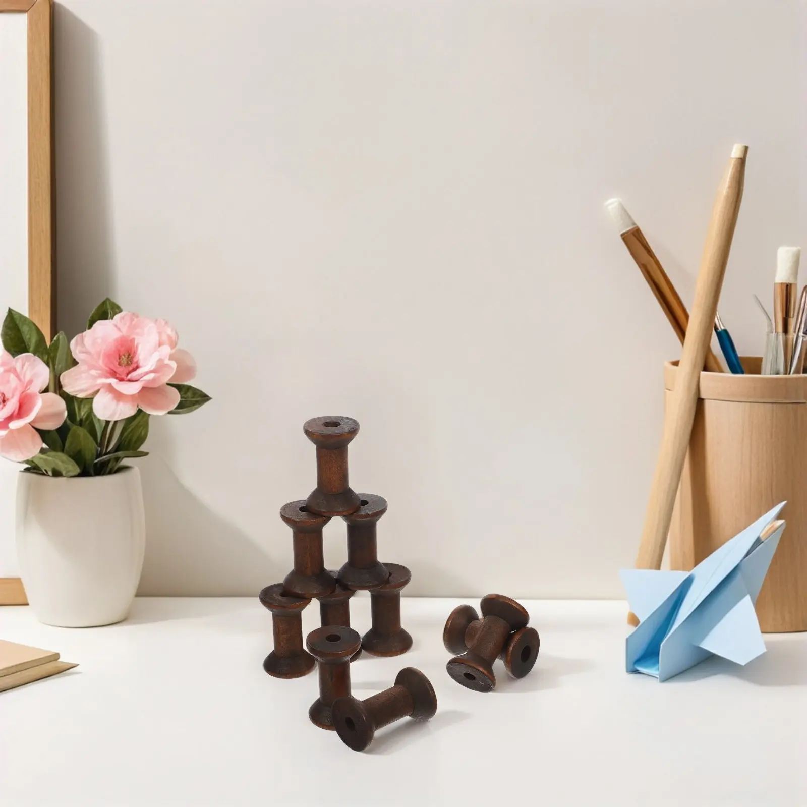 

10Pcs Vintage Wooden Spools Natural Wood Thread Bobbins for Sewing Embroidery Ribbon Craft DIY Wood Spools for Crafts