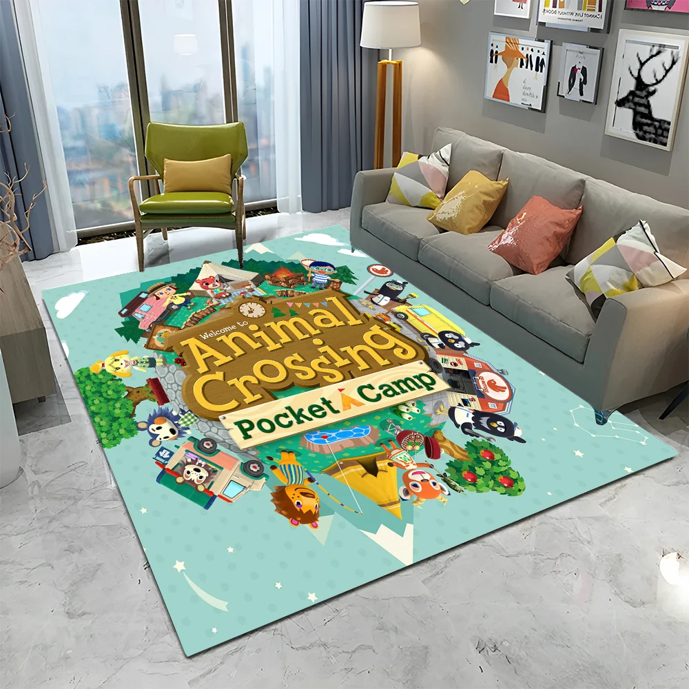 Animal Crossing New Horizons Cartoon Area Rug,Carpet Rug for Living Room Bedroom Sofa Doormat Decor,Kids Play Non-slip Floor Mat