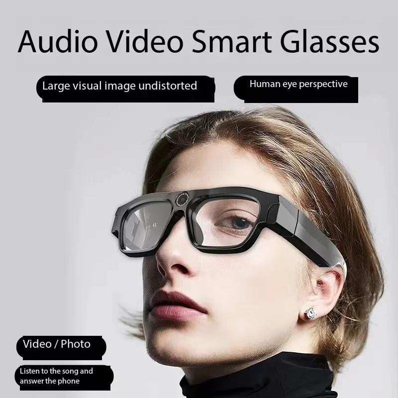 

2025 hot sale Wearable fashionable smart Bluetooth glasses with 256g replaceable myopia lenses, 4K ultra clear headp