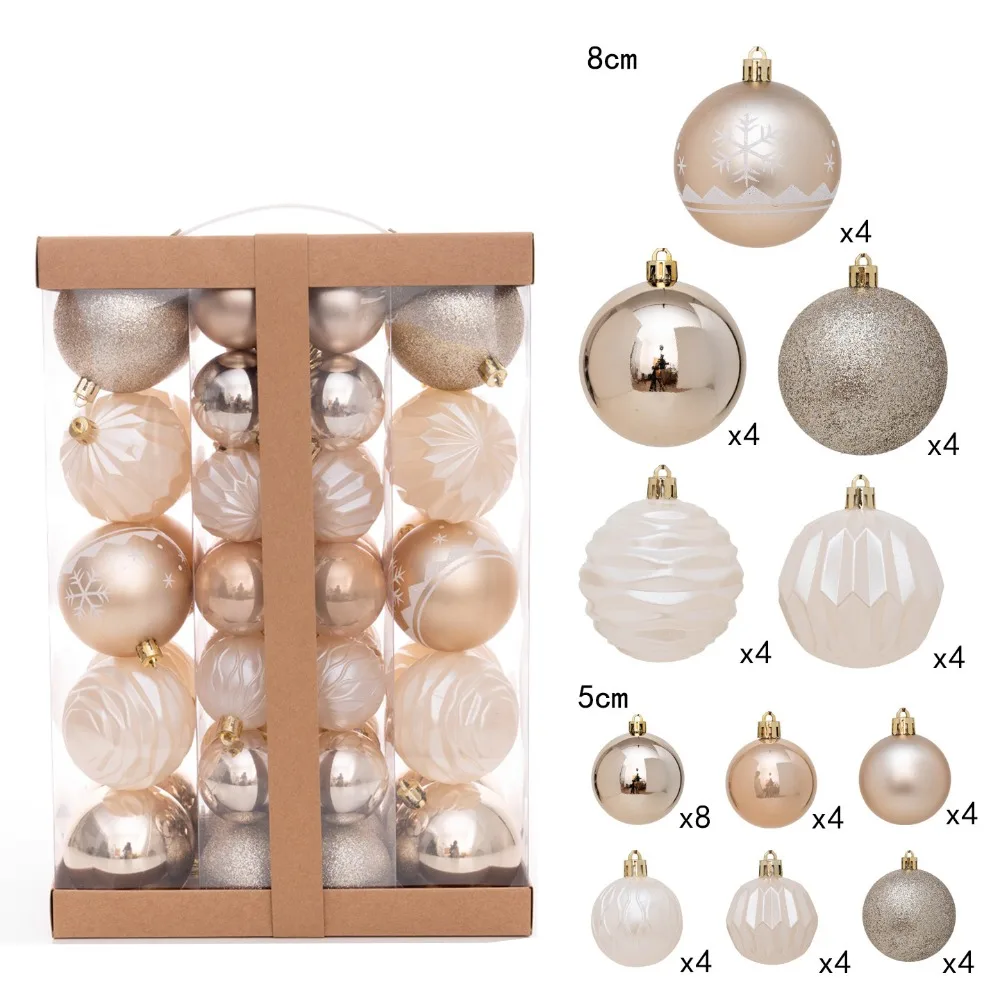 

48 шт. модный пластиковый набор рождественских шаров 5 см 8 см разноцветный шар с рождественским орнаментом подвесные рождественские безделушки для вечеринки