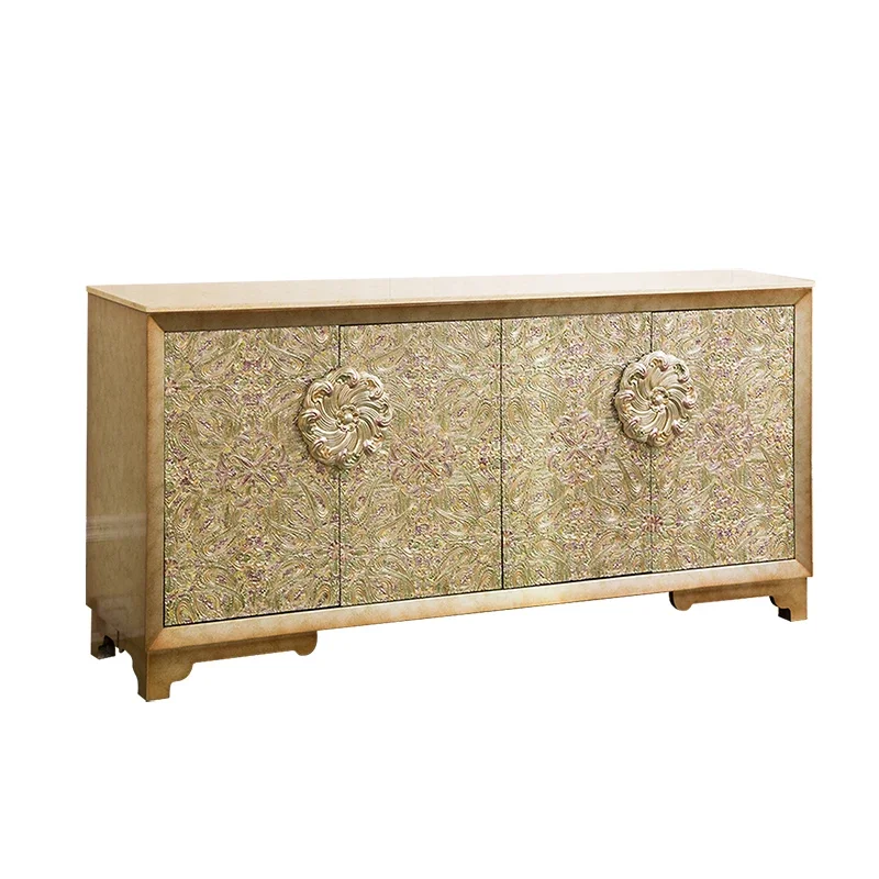 

New Classical High-End Sideboard Cabinet Four-Door Wine Cabinet Partition Entrance Cabinet Villa Marble Wine