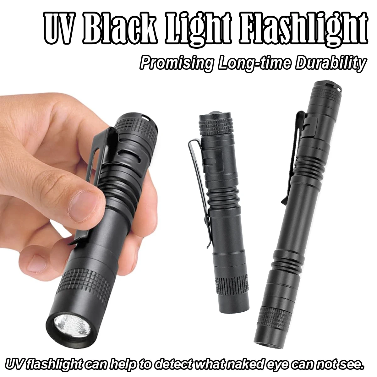 Uv Flashlight 365nm Ultraviolet Torch With Pen Clip Bright Small Portable Plastic Blacklight 365 Nm Led 395nm Mini Camping Light