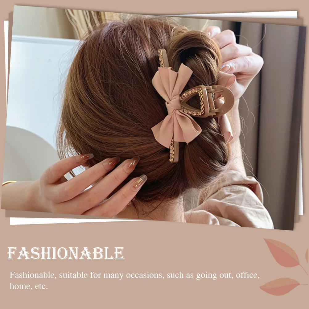 2 Pcs Bowknot Clips Non-slip Fabric ABS Material Creative Clamp for Girls Hair Tying Claw Keeping Hair Back Washing Face Beauty