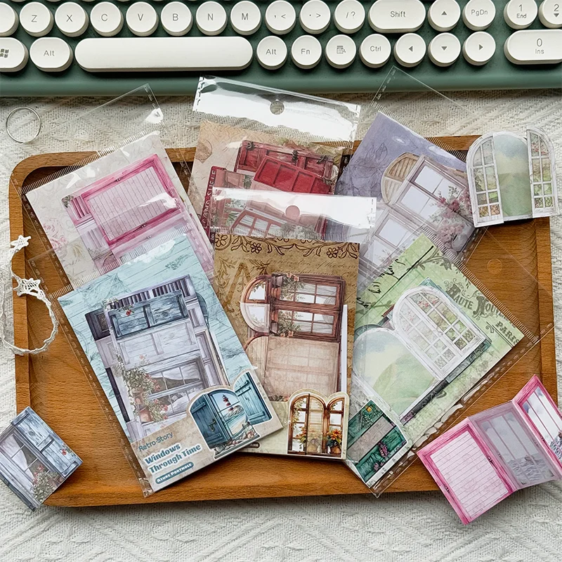 1pack Handbook Material Stickers Collection Light Vintage Window Organs 10pcs Per Pack Door and Window Themed Time1pack/2p