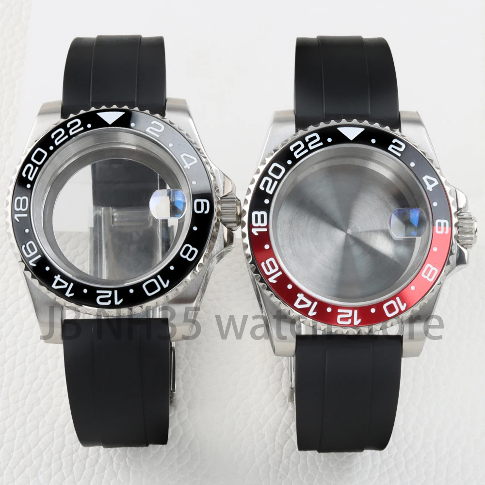 

NH35 Watch Case 40mm Stainless Steel Sapphire 10ATM Waterproof Rubber Bracelet for GMT NH34 NH35 NH36 NH38 Movement 28.5mm Dial