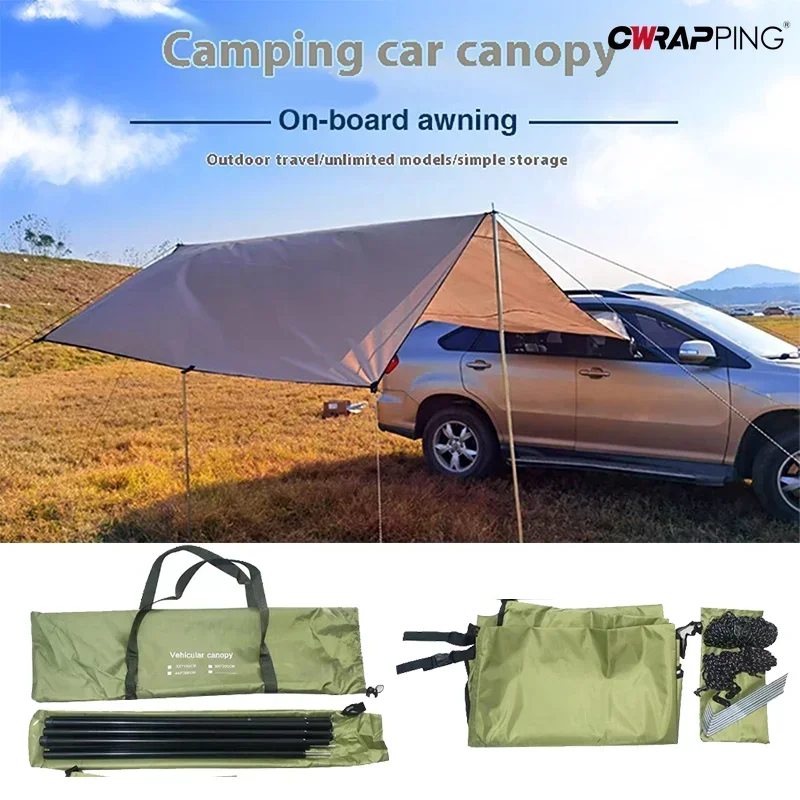 

Camper Accessories Car Side Shelter Shade Camping Waterproof UV Auto Rooftop Rain Canopy Awning Tent Camping Car Equipment