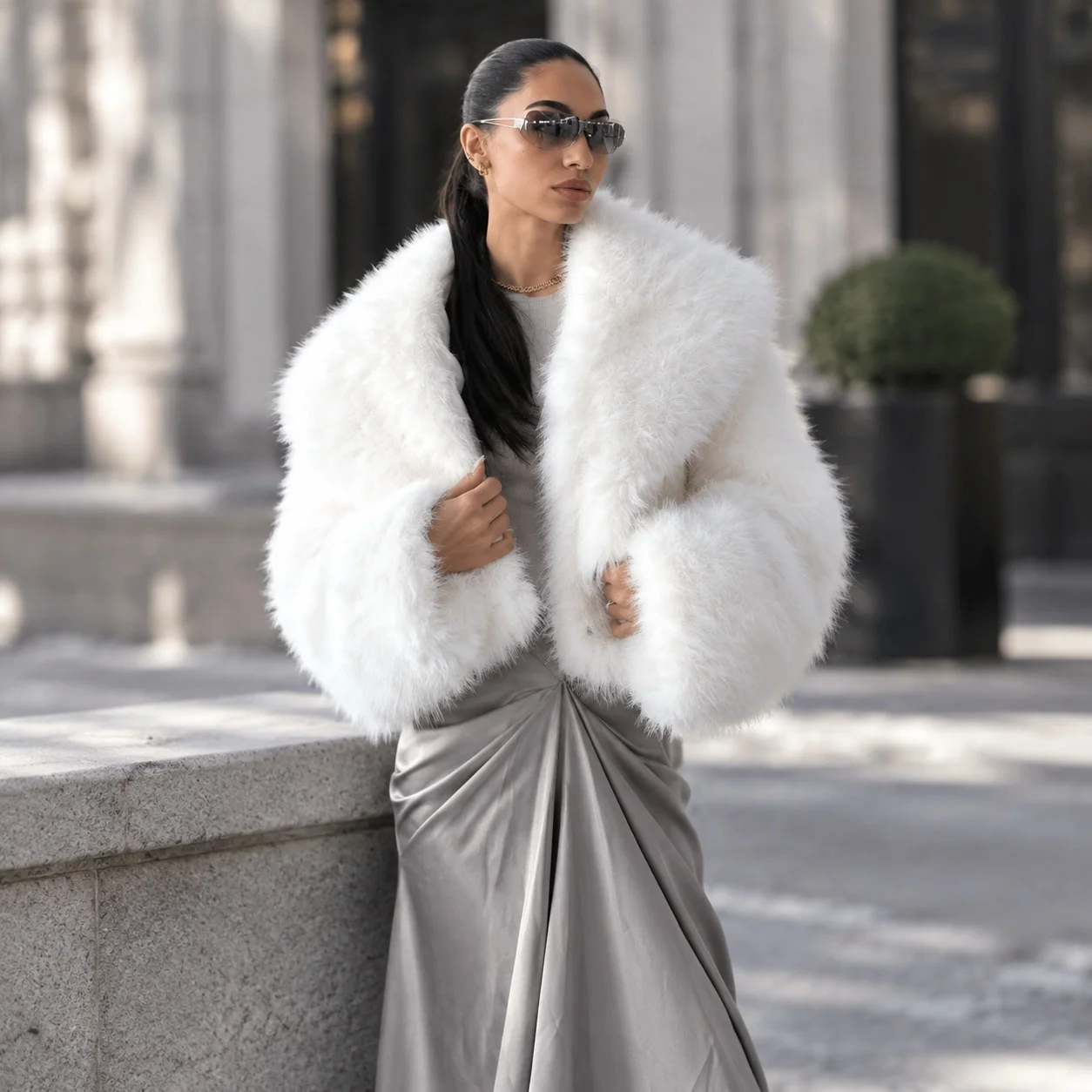 Turn Down Collar Coat No Hood Mid Length Retro with Regular Sleeve Winter Coat Short Length Casual Long Sleeves Women Jacket