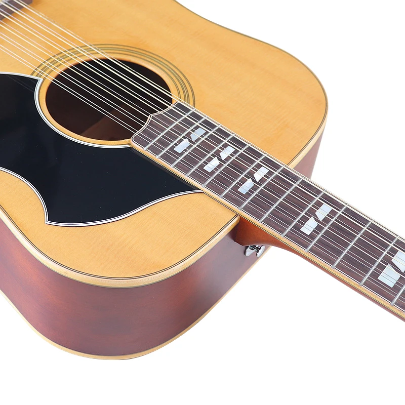 Solid Spruce Top 41 Inch Acoustic Guitar 12 String Matte Finish Natural Color Folk Guitar Fast Deliver