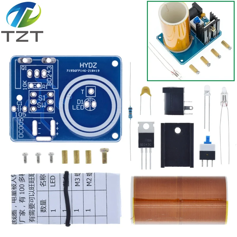 1/3PCS BD243 Mini Tesla Coil KIT Magic Props DIY Parts Empty Lights technology DIY electronics BD243C DIY Mini Tesla Coil module