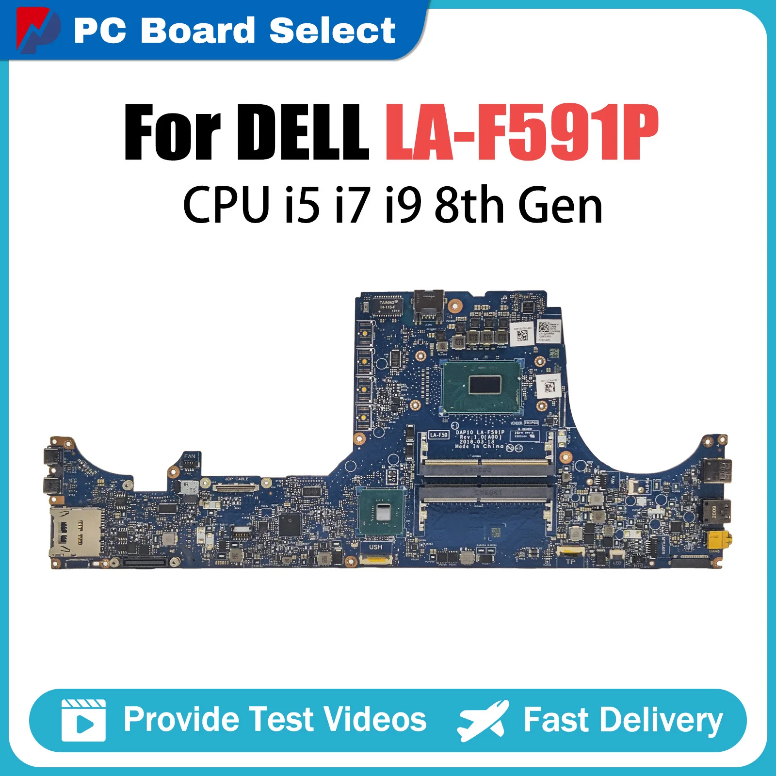 LA-F591P Notebook Motherboard For Dell Precision 7530 Laptop Mainboard CN-02NRRM 2NRRM with E-2176 E-2186 I5 8th CPU