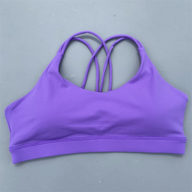 Women Cross Straps Sports Bra Gym Workout Crop Top Yoga Vest High Impact Fitness Bralette Push Up Running Tight Padded Underwear