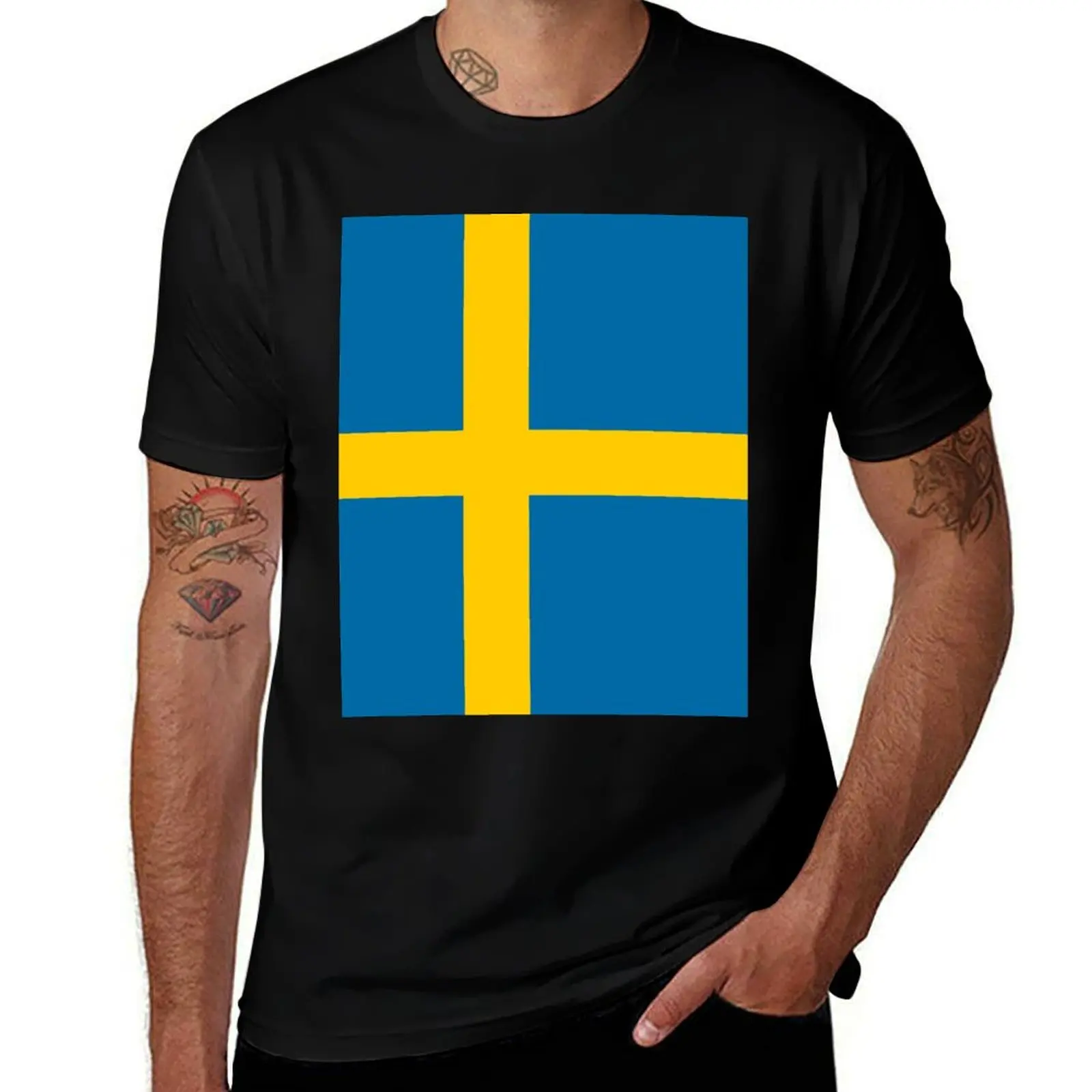 Swedish Flag of Sweden T-Shirt Short sleeve tee graphic shirts men workout shirt