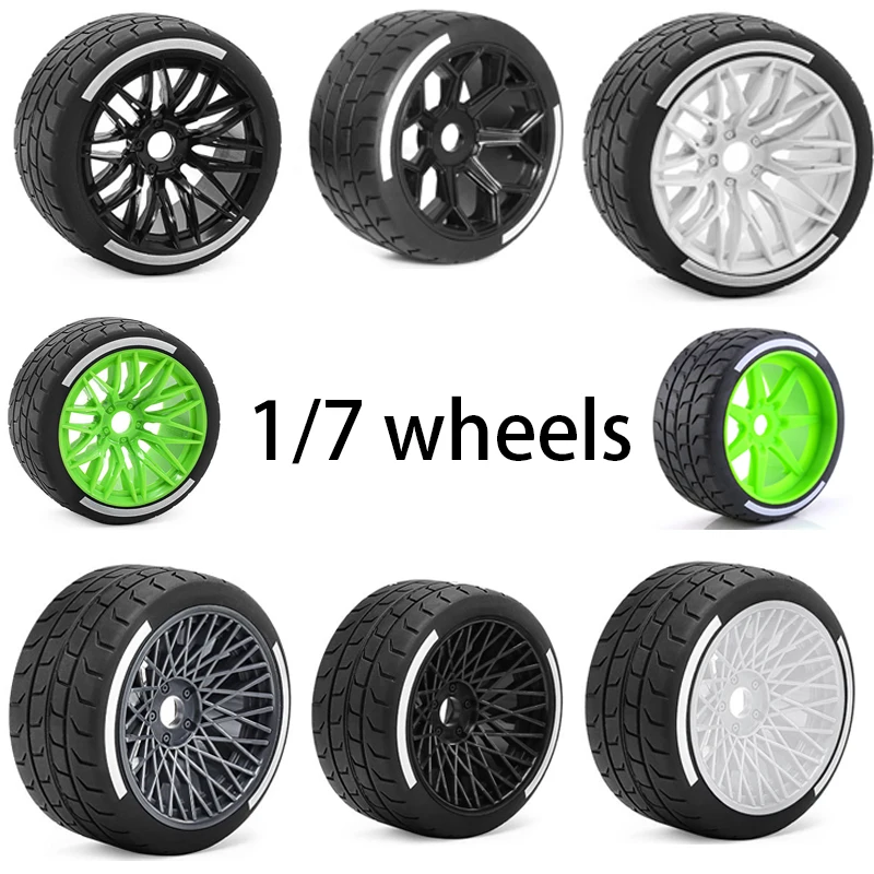 Arrma Felony Infraction Limitless Tires and Wheels 1/7 Scale 17mm Hex - Replacement for Arrma 6S 3S On-Road RC Car, 100mm Diamet