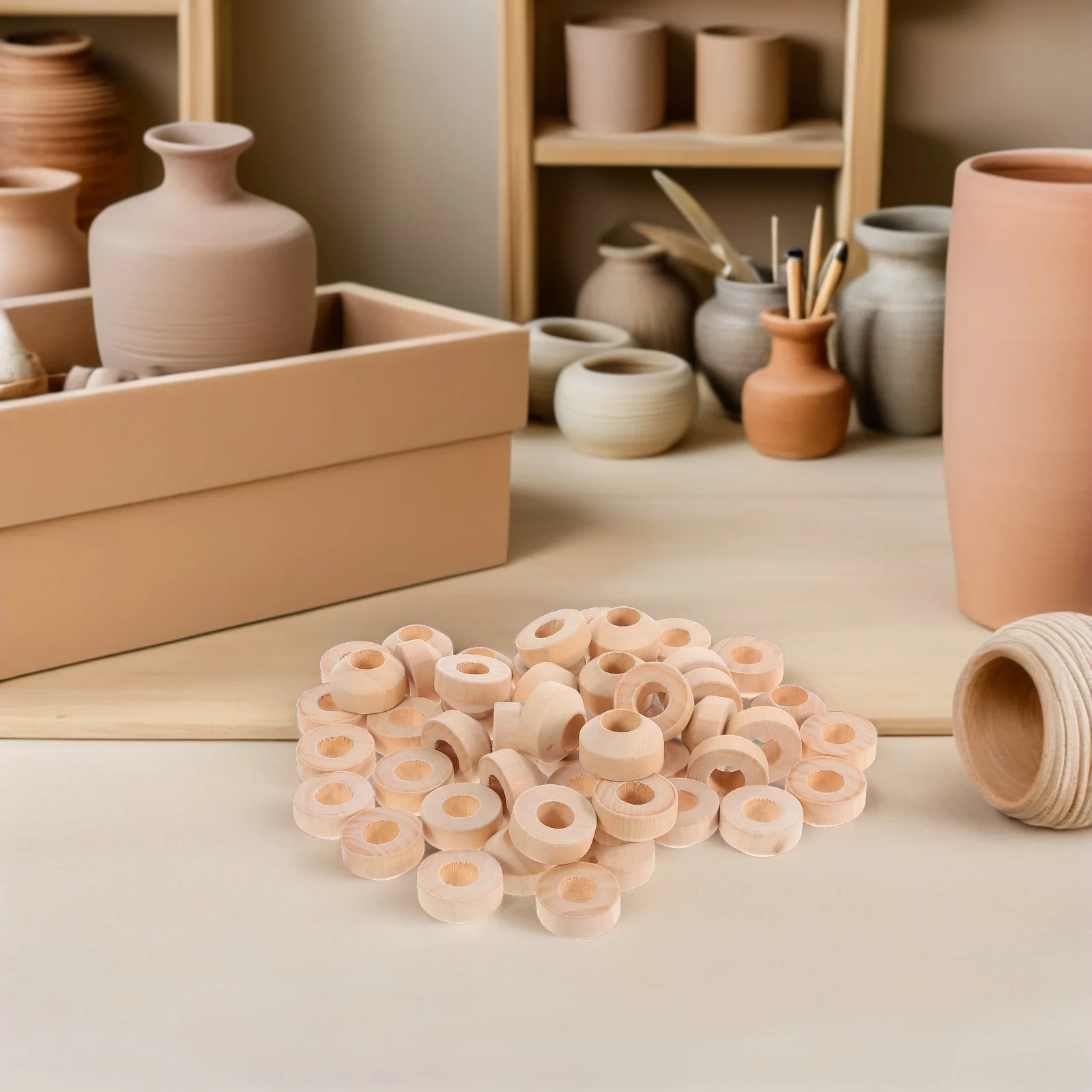 

50Pcs Wooden Statue Mount Base DIY Craft Bases for Art Projects Accessories Unfinished Peg Holder Display Stand