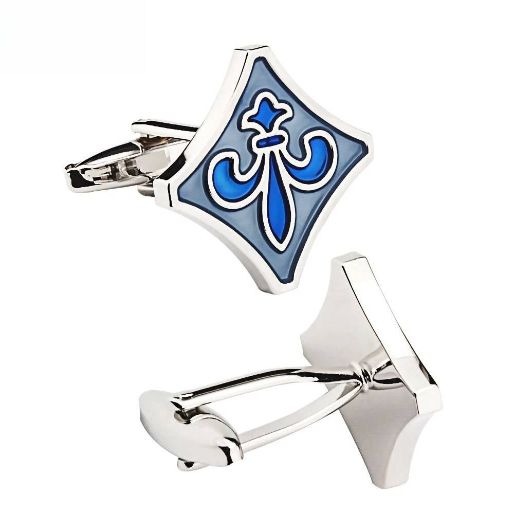 Blue Louis Pattern Enamel Paint Metal Cufflinks Gentleman's Refinement Pin Men's Business Cufflinks for Shirts