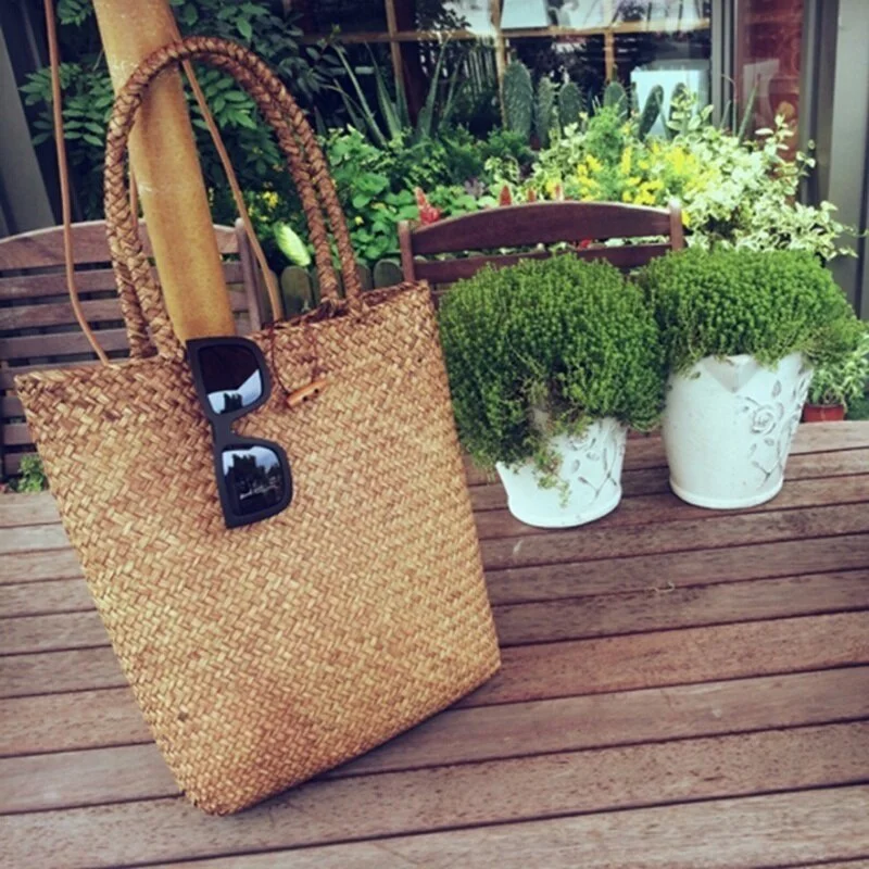 Women Fashion Designer Lace Handbags Tote Bags Handbag Wicker Rattan Bag Shoulder Bag Shopping Straw Bag