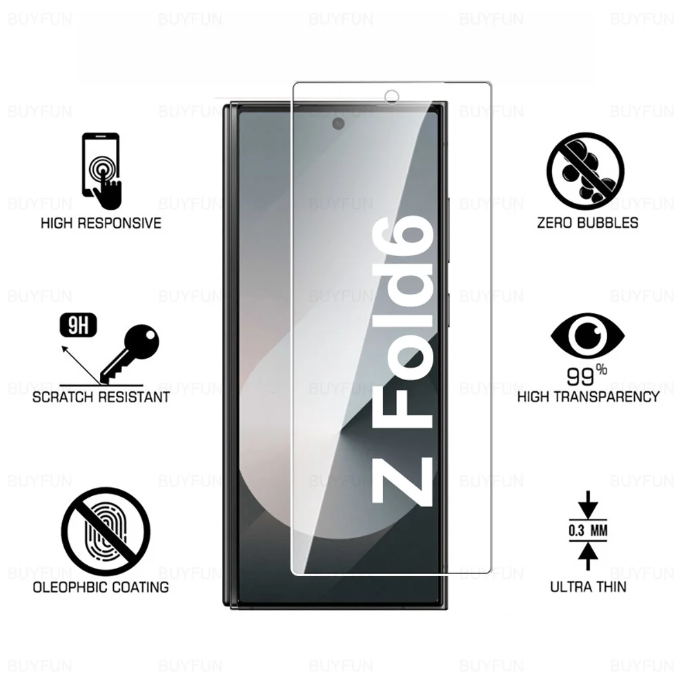 واقي شاشة مقسى لهاتف Samsung Galaxy Z Fold6 ، غطاء فيلم ، ZFold 6 ، 5G ، 2