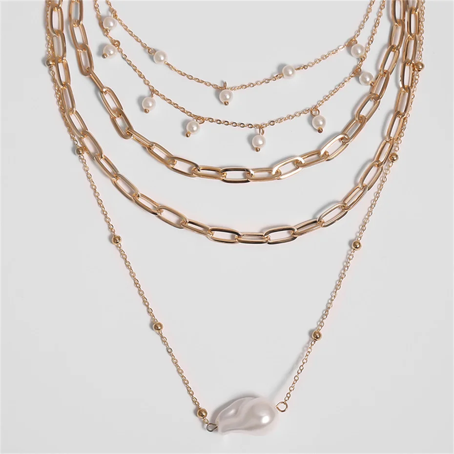 IngeSight.Z Bohemian Multi Schicht Nachahmung Perle Quaste Choker Halskette Kragen Erklärung Anhänger Halskette für Frauen Schmuck – Detail 28
