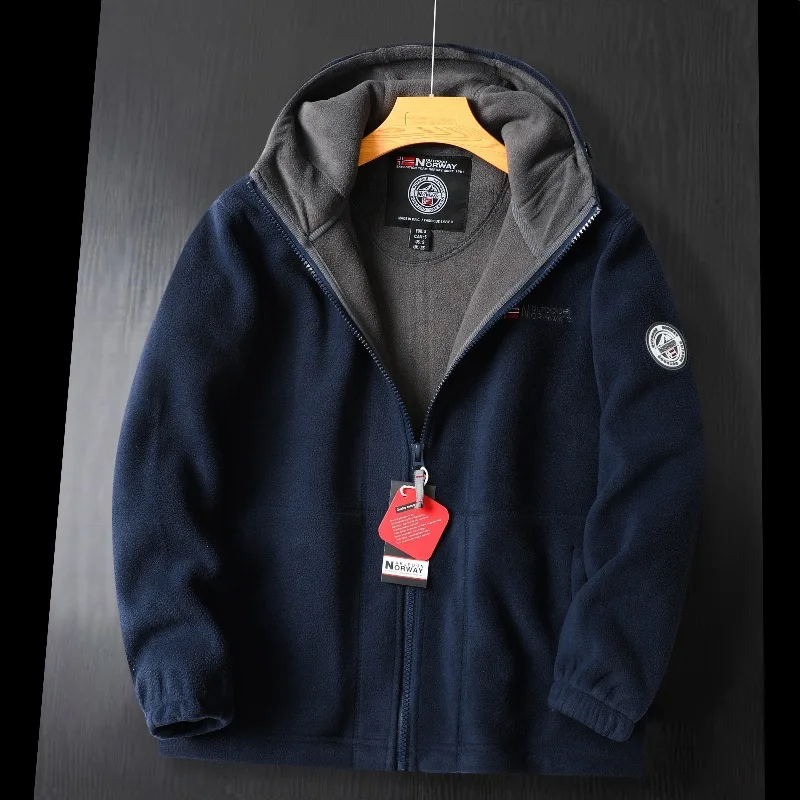 2025 Brand Winter Fleece Jacket Men's Casual Thickened Wool Jacket high quality Design Warm Fashion Hooded Coat Outdoor Ski Suit