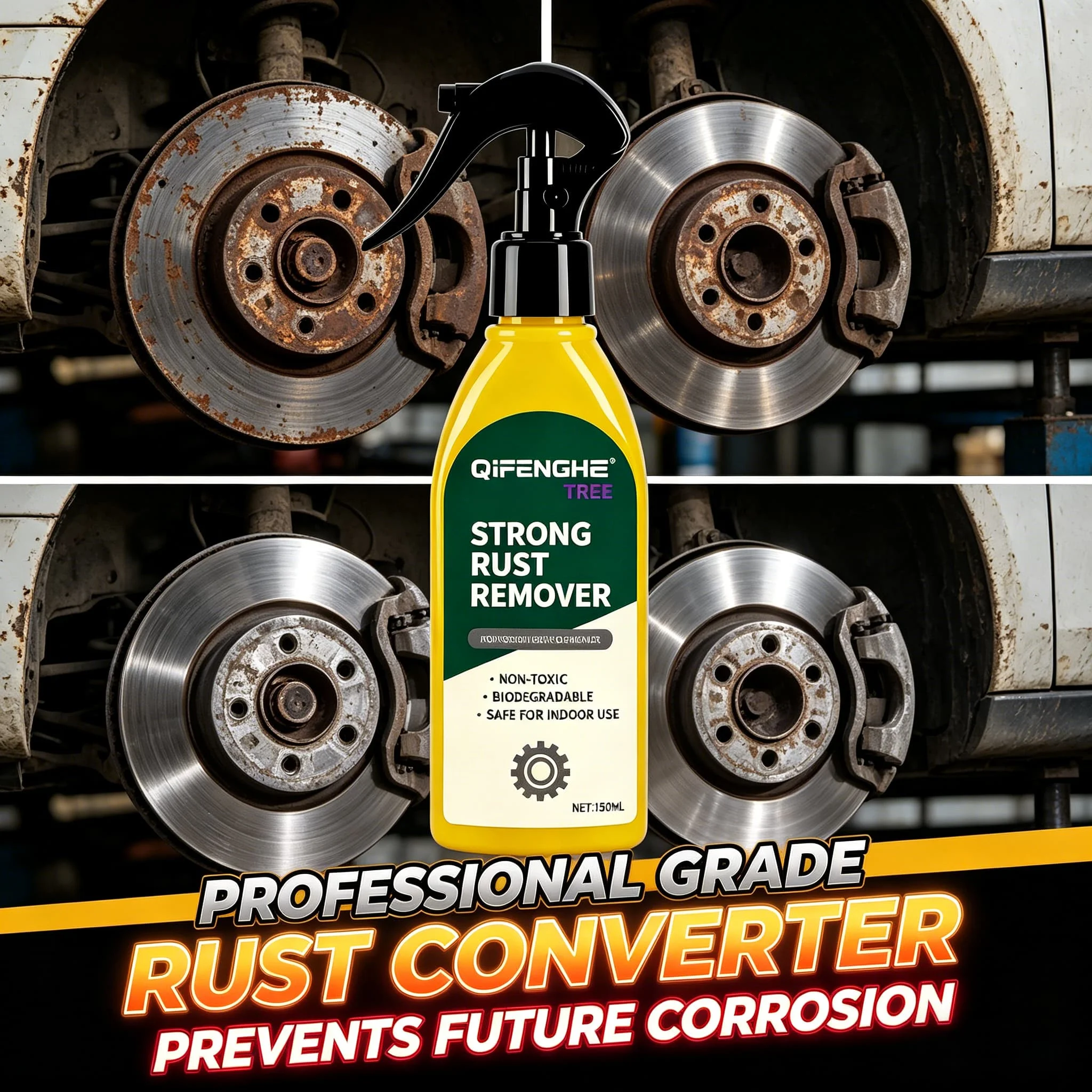 QiFENGHE® 150ML Strong Rust Remover Spray Restore Brightness Effect Remove Dirt Grime Does Not Hurt Material Car Metal Cleaner