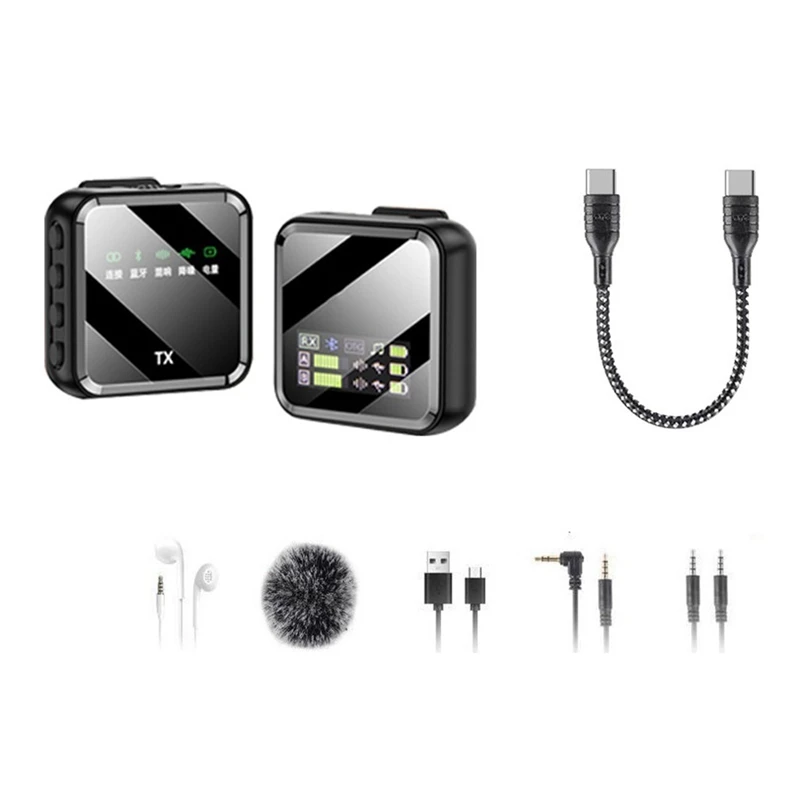 

T04C-Type-C Разъем Микрофон M32S ЖК-экран Беспроводной петличный микрофон с шумоподавлением Реверберация Bluetooth-микрофон
