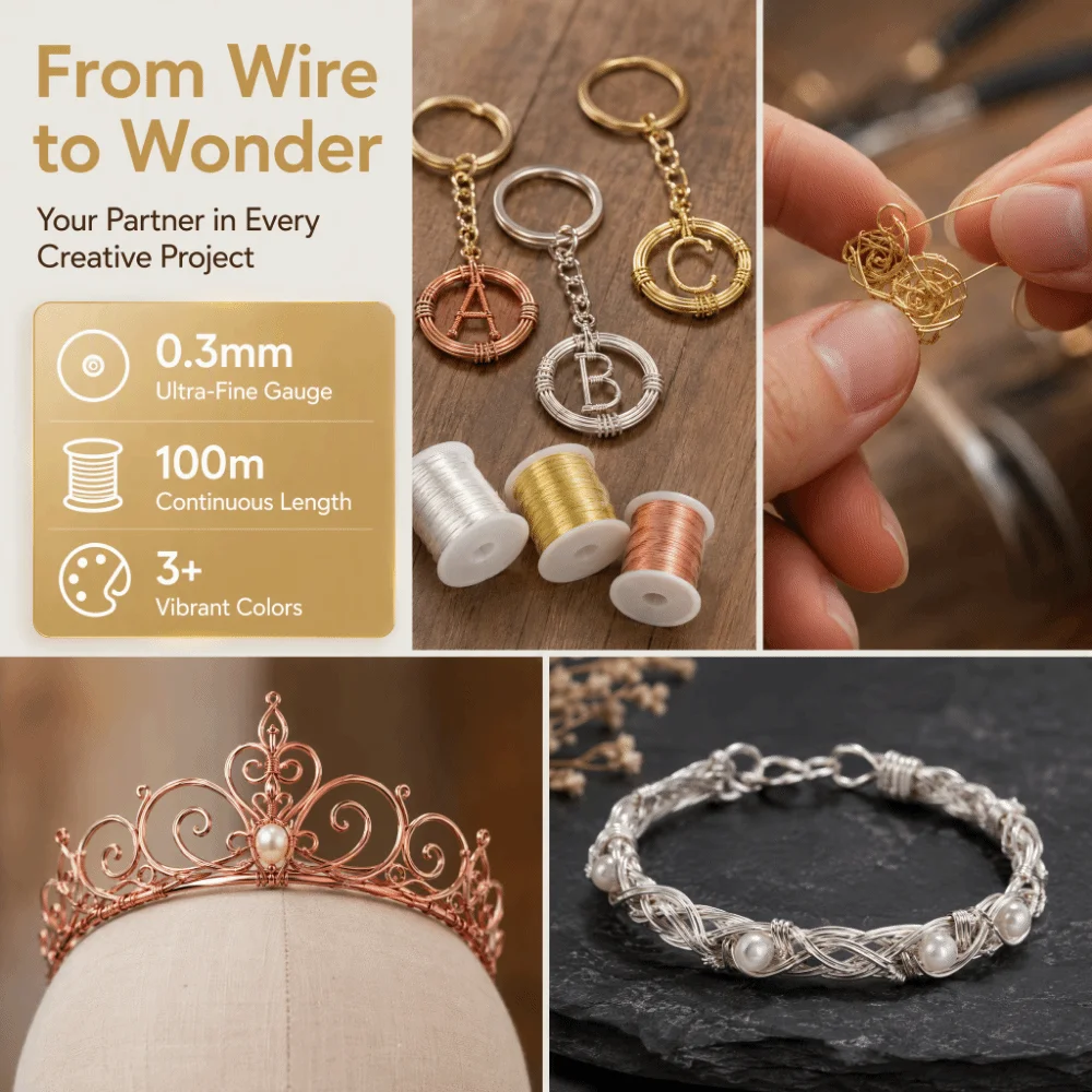 0.3/04mm Alloy Copper Wire 100m DIY Jewelry Making Craft Wire Resistant Not Easy To Break Beading Wire Hairpin Winding